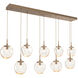 Aster LED LED Novel Brass Linear Pendant Ceiling Light in 3000K LED, Floret Inner - Amber Outer, Multi-Pendant