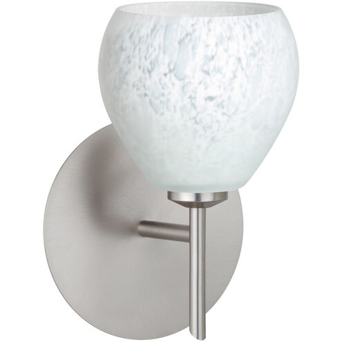 Tay Tay LED 5 inch Satin Nickel Mini Sconce Wall Light in Carrera Glass