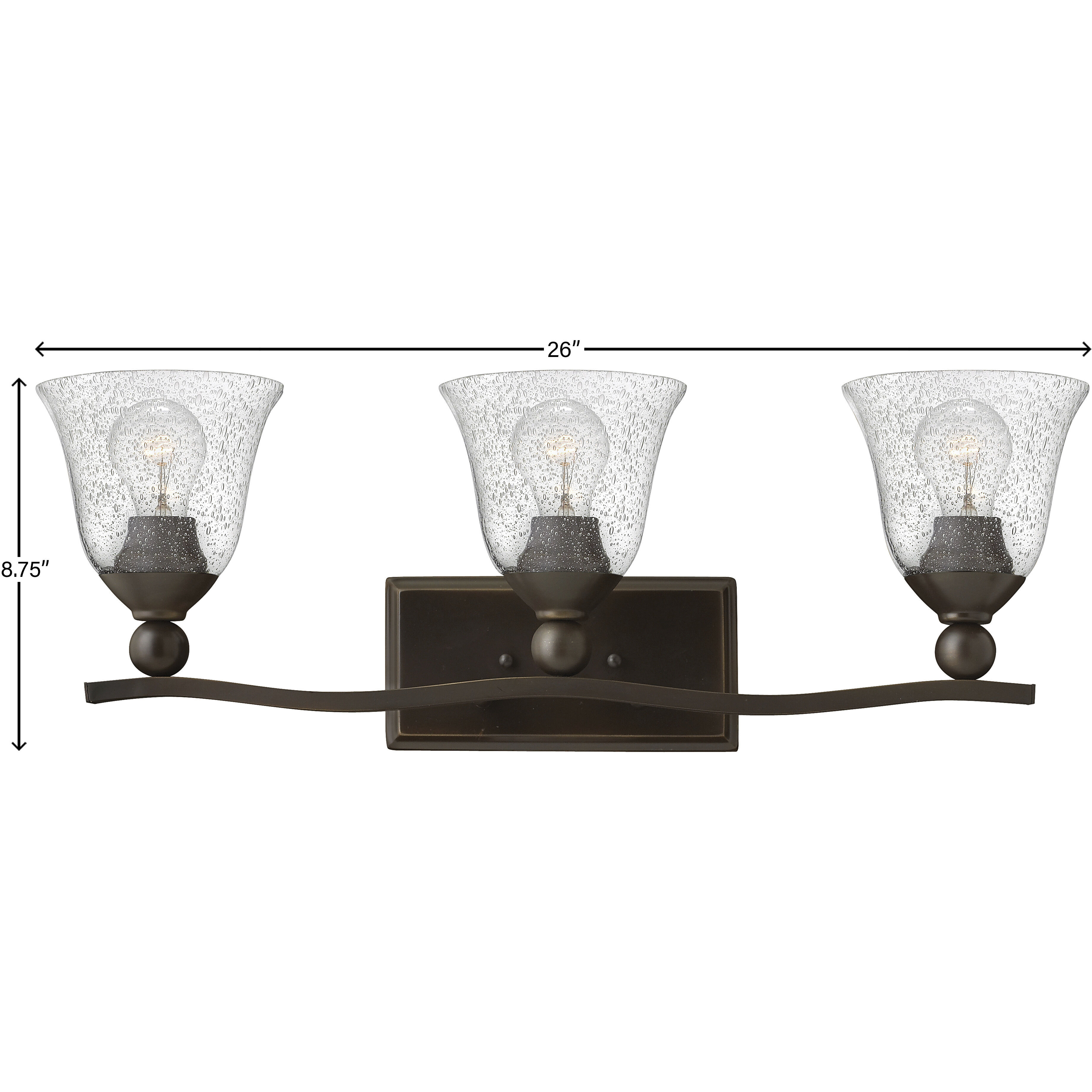 Bolla 3 Light 26 inch Olde Bronze Vanity Light Wall Light in Clear Seedy