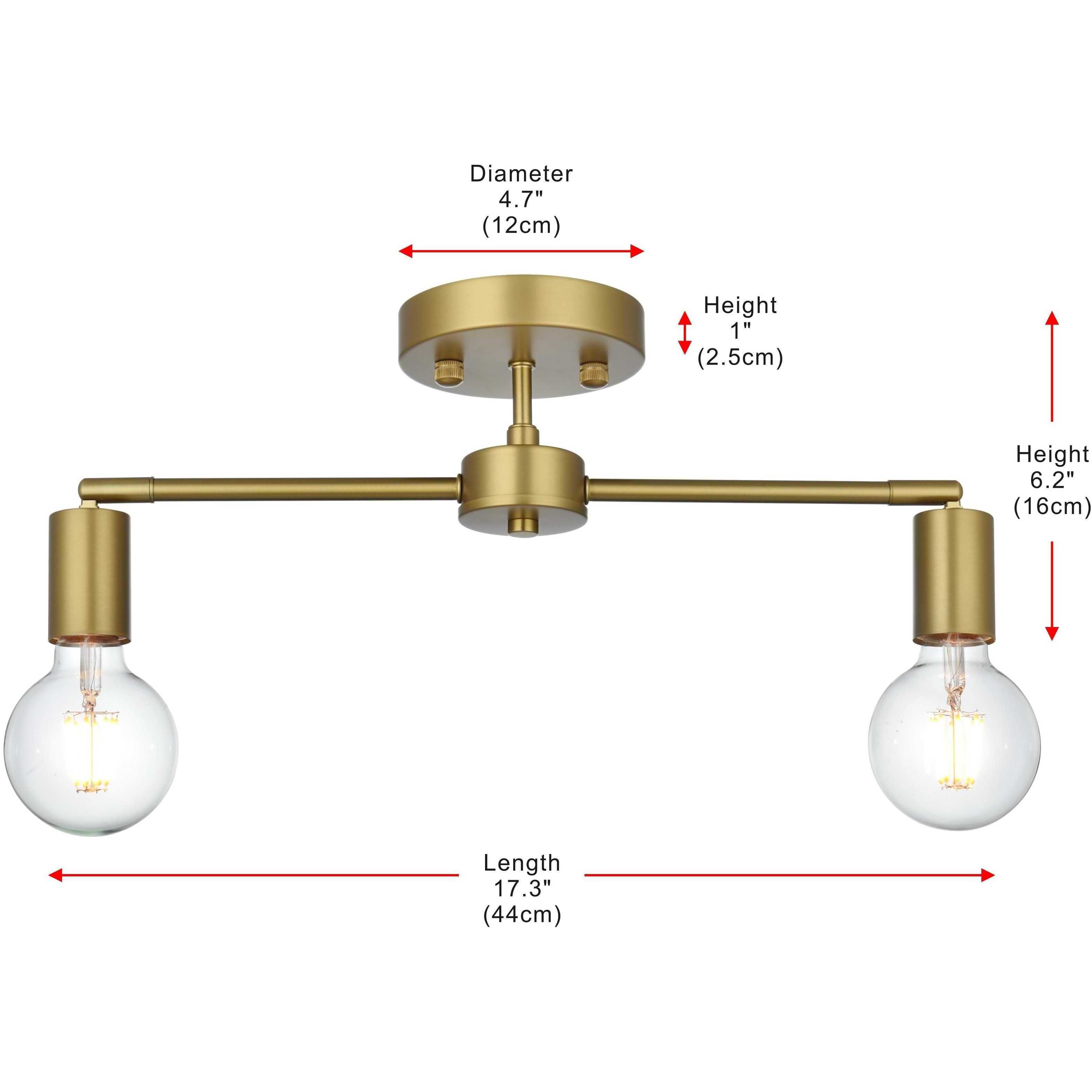 Zane 2 Light 5 inch Satin Gold Flush Mount Ceiling Light