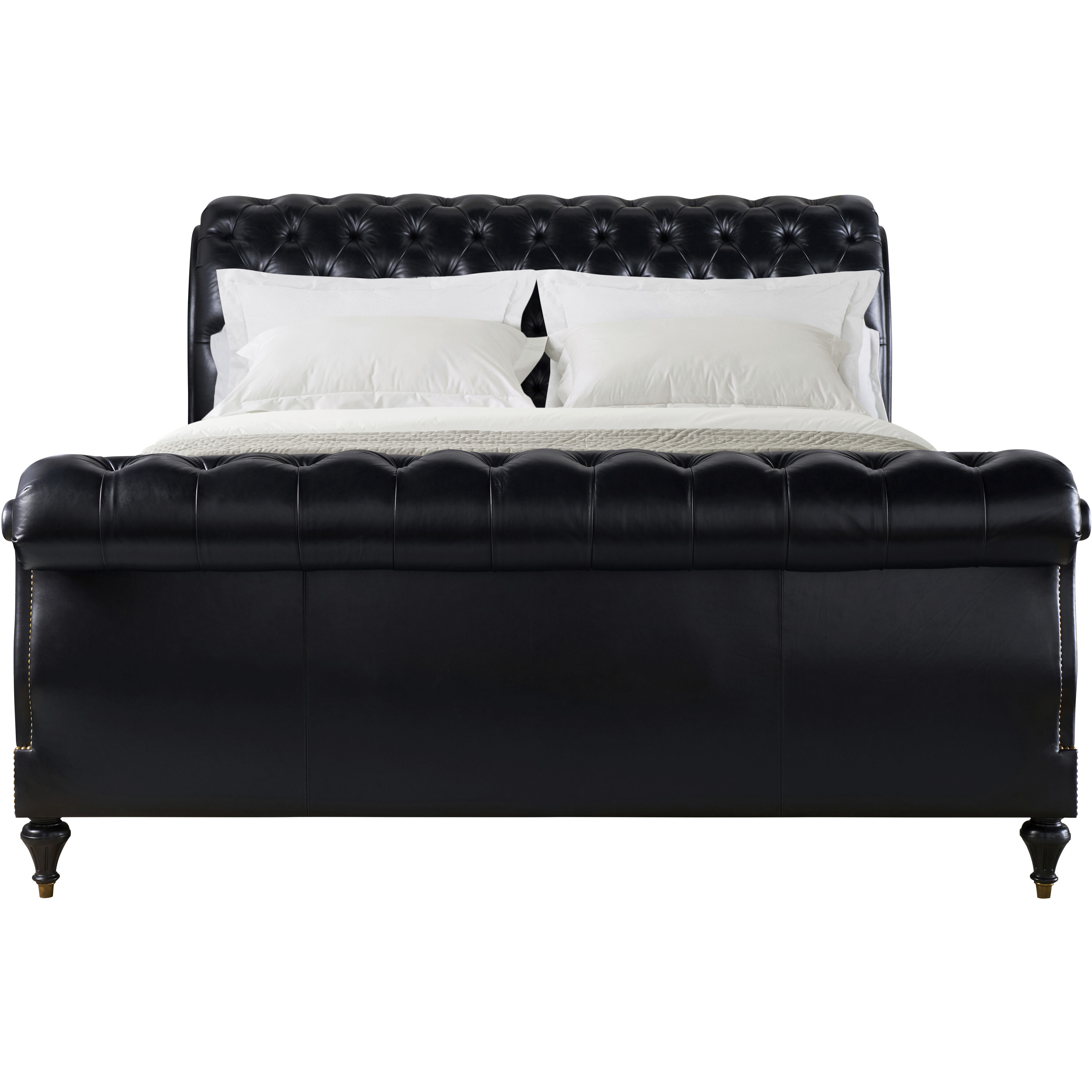 Spencer London One Fifth Black King Sleigh Bed, Wooden, Upholstered