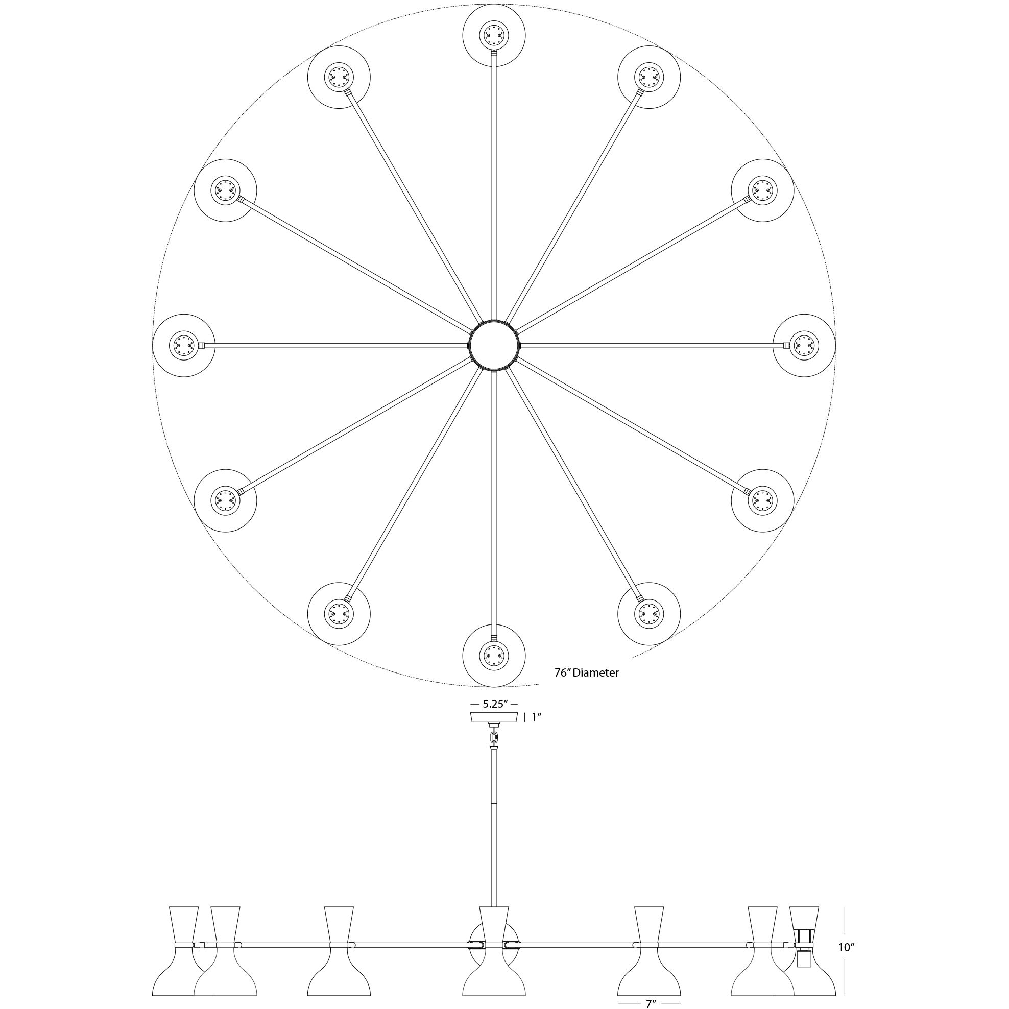 Clare 12 Light 76 inch Modern Brass Chandelier Ceiling Light in Mint
