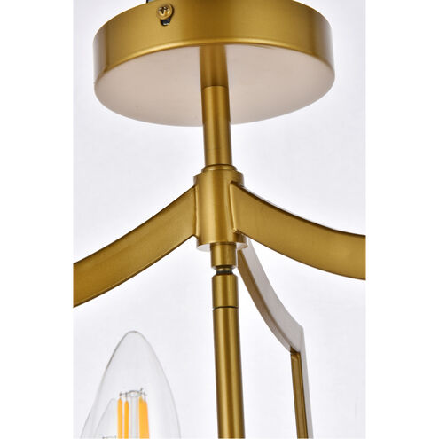 Kiera 3 Light 12 inch Brass Flush Mount Ceiling Light