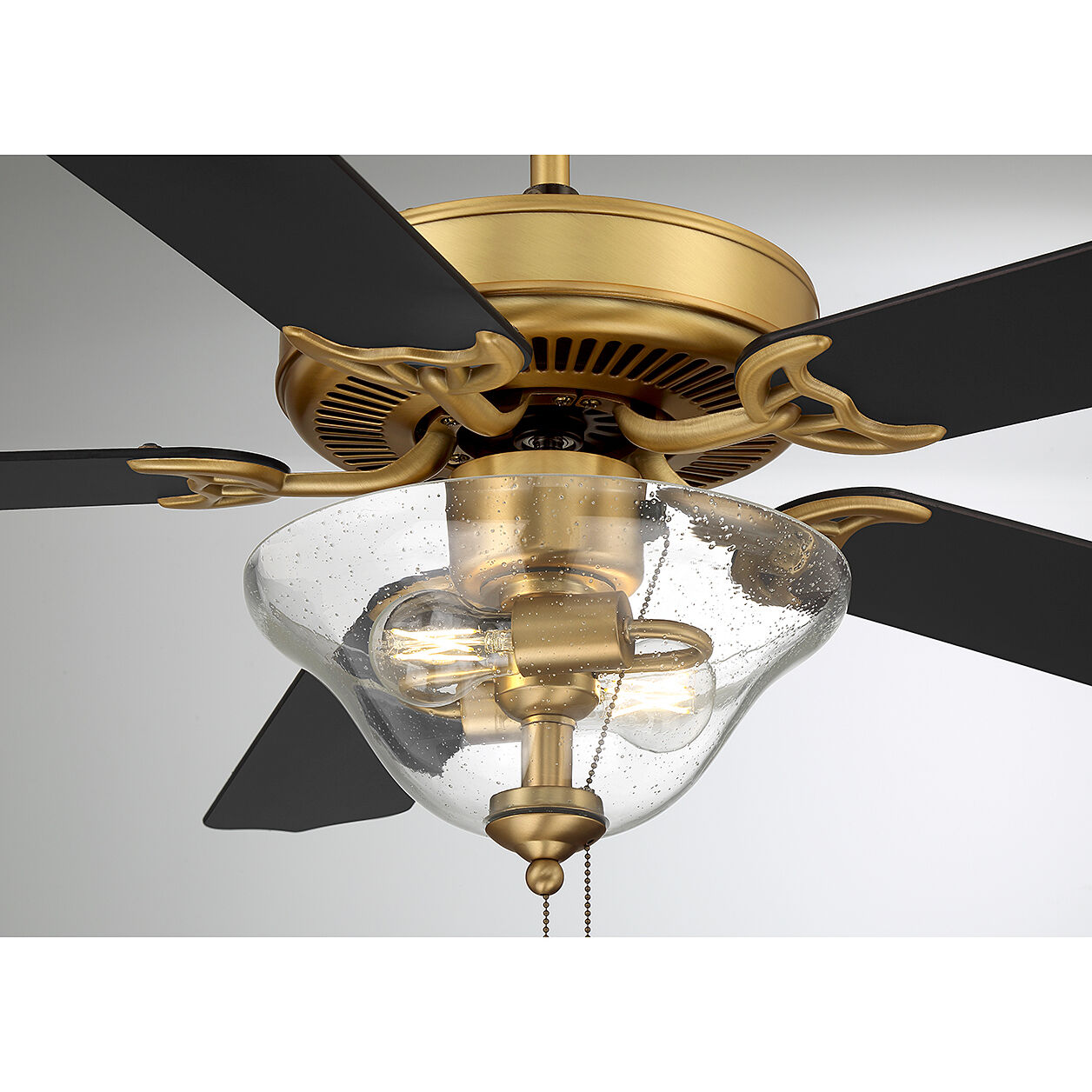 Traditional 52 inch Natural Brass with Walnut and Black Blades Ceiling Fan