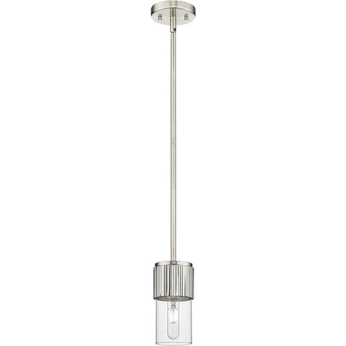 Bolivar 1 Light 4 inch Satin Nickel Pendant Ceiling Light in Clear Glass
