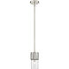 Bolivar 1 Light 4 inch Satin Nickel Pendant Ceiling Light in Clear Glass