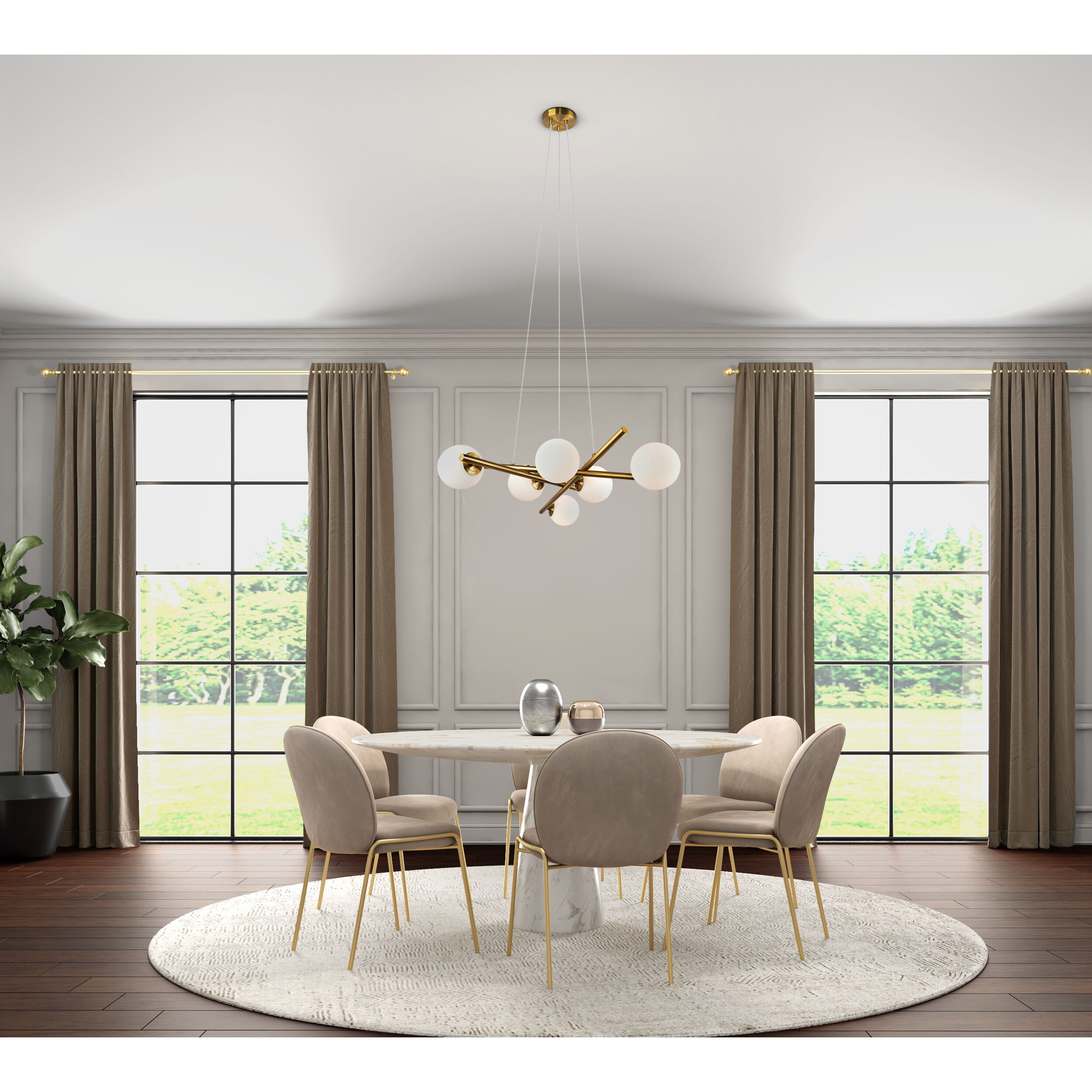 Modena LED 28 inch Plated Brushed Brass Chandelier Ceiling Light