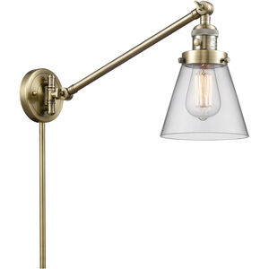 Small Cone 21 inch 60.00 watt Antique Brass Swing Arm Wall Light, Franklin Restoration