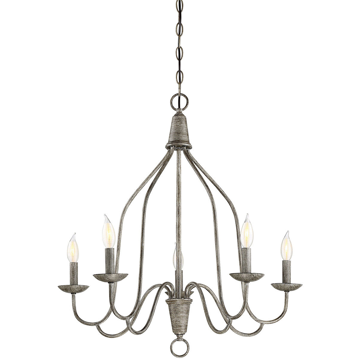 Traditional 5 Light 27 inch Distressed Wood Chandelier Ceiling Light