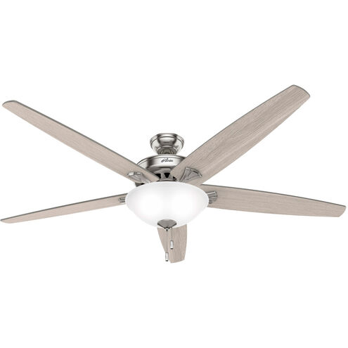 Hunter Fan 51122 Stockbridge 70 inch Brushed Nickel with Light Gray Oak  Blades Ceiling Fan