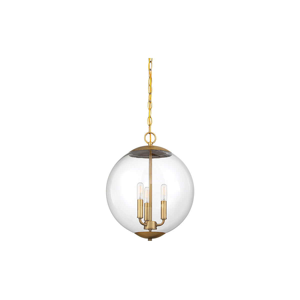 Modern 3 Light 13.75 inch Natural Brass Pendant Ceiling Light