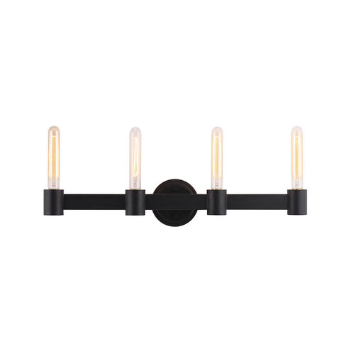 Broyles 4 Light 27 inch Matte Black Bath Vanity Wall Light