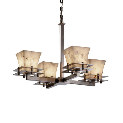 Alabaster Rocks LED 25 inch Brushed Nickel Chandelier Ceiling Light in 2800 Lm LED, Square with Flat Rim, Metropolis