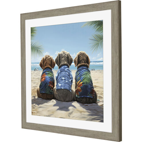 Nuthin Butt the Beach Blue and Multi and Green Framed Art