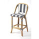Designer'S Edge Lila Blue & White Stripe Rattan 41 inch Blue Barstool