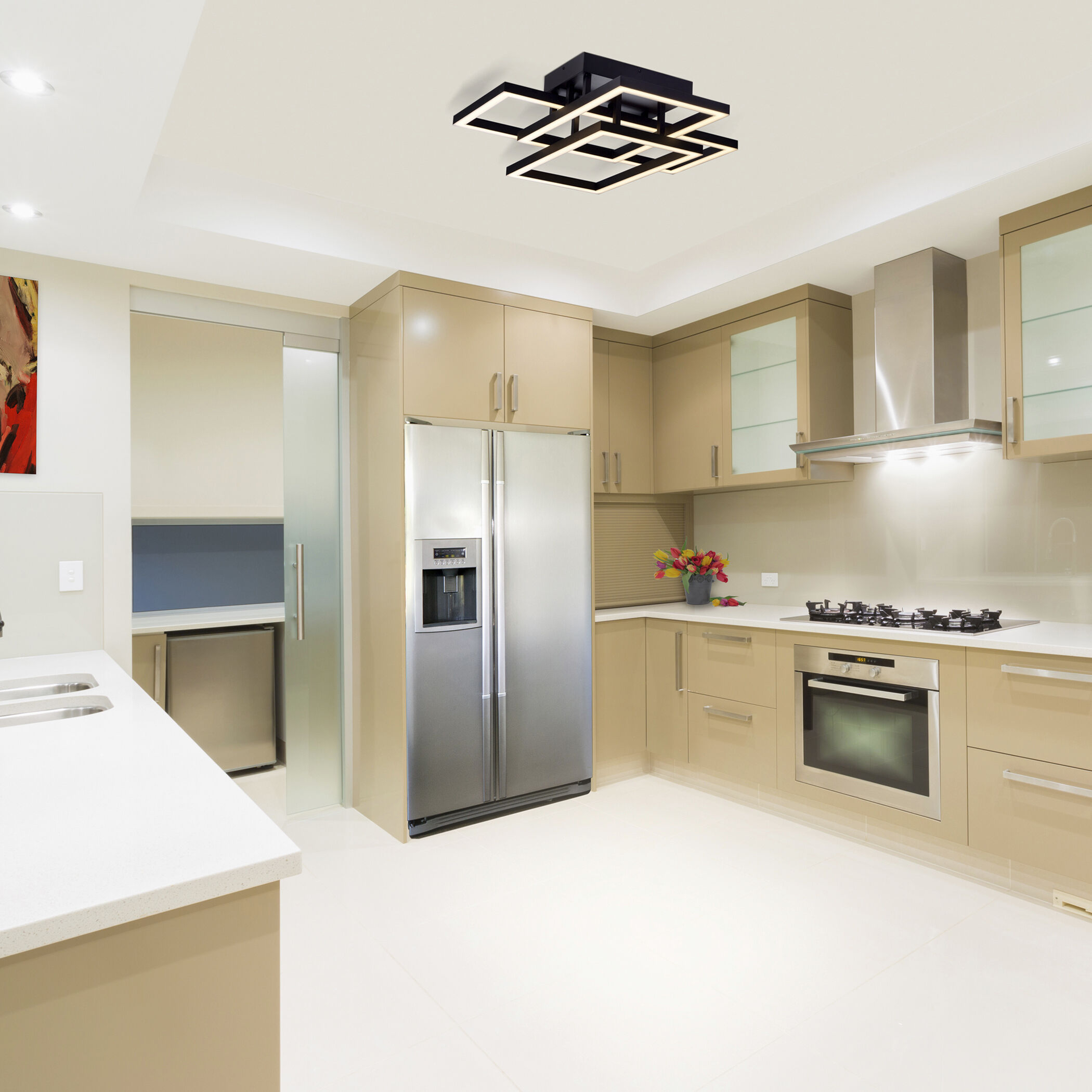 Radium 27.5 inch Black Semi-Flush Ceiling Light