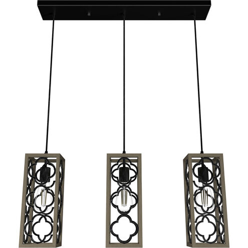 Gablecrest 3 Light 5 inch French Oak Linear Cluster Pendant Ceiling Light