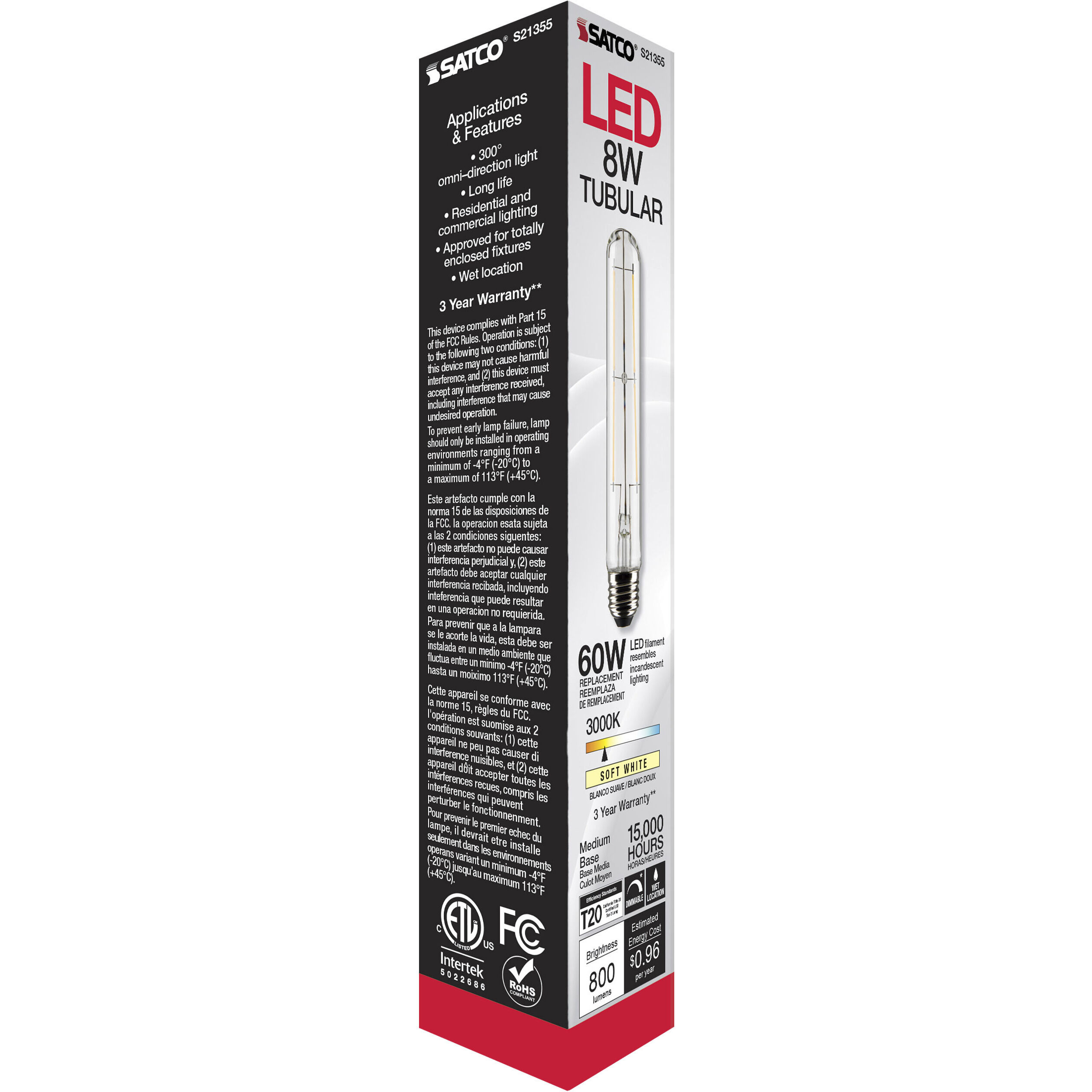 Lumos LED Medium Medium 8.00 watt 3000K LED Filament