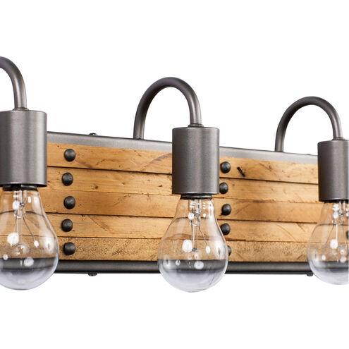 Ella Jane 4 Light 28 inch New Bronze and Honey Wood Bath Vanity Light Wall Light