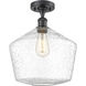 Edison Cindyrella 1 Light 12 inch Matte Black Semi-Flush Mount Ceiling Light in Seedy Glass