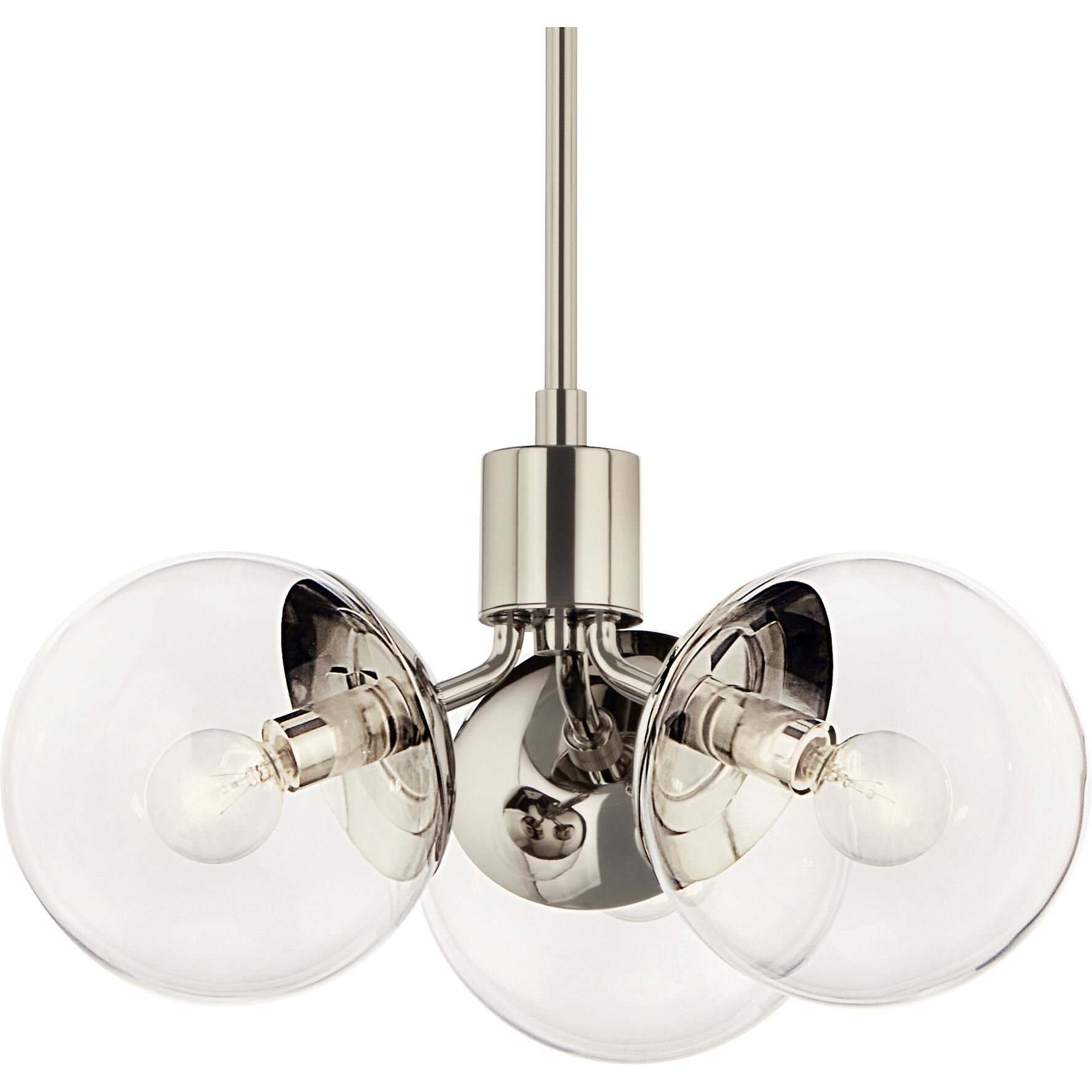 Silvarious 3 Light Polished Nickel Chandelier/Semi Flush Ceiling Light