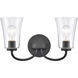 Emily 2 Light 17 inch Matte Black Vanity Light Wall Light