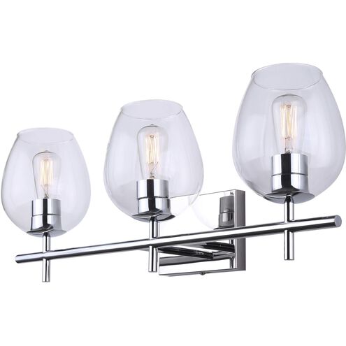 Cain 3 Light 25 inch Chrome Vanity Light Wall Light