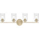 Moven 4 Light 31 inch Modern Gold Vanity Light Wall Light