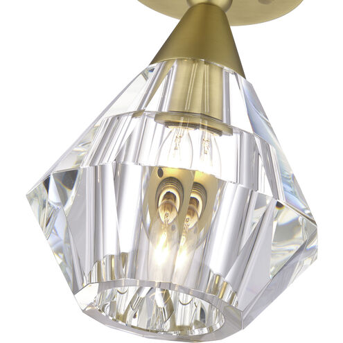 Brussels 1 Light 7 inch Natural Brass Crystal Semi-Flush Ceiling Light