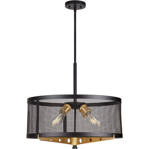 Takoma 4 Light 23 inch Black and Soft Gold Drum Pendant Ceiling Light