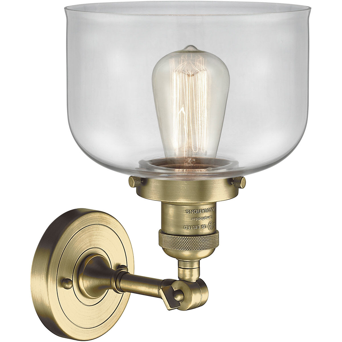 Franklin Restoration Large Bell 1 Light 8 inch Antique Brass Semi-Flush Mount Ceiling Light in Incandescent, Clear Glass, Franklin Restoration