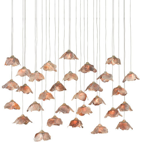 Catrice 30 Light 56 inch Silver/Contemporary Silver Leaf/Natural Shell Multi-Drop Pendant Ceiling Light