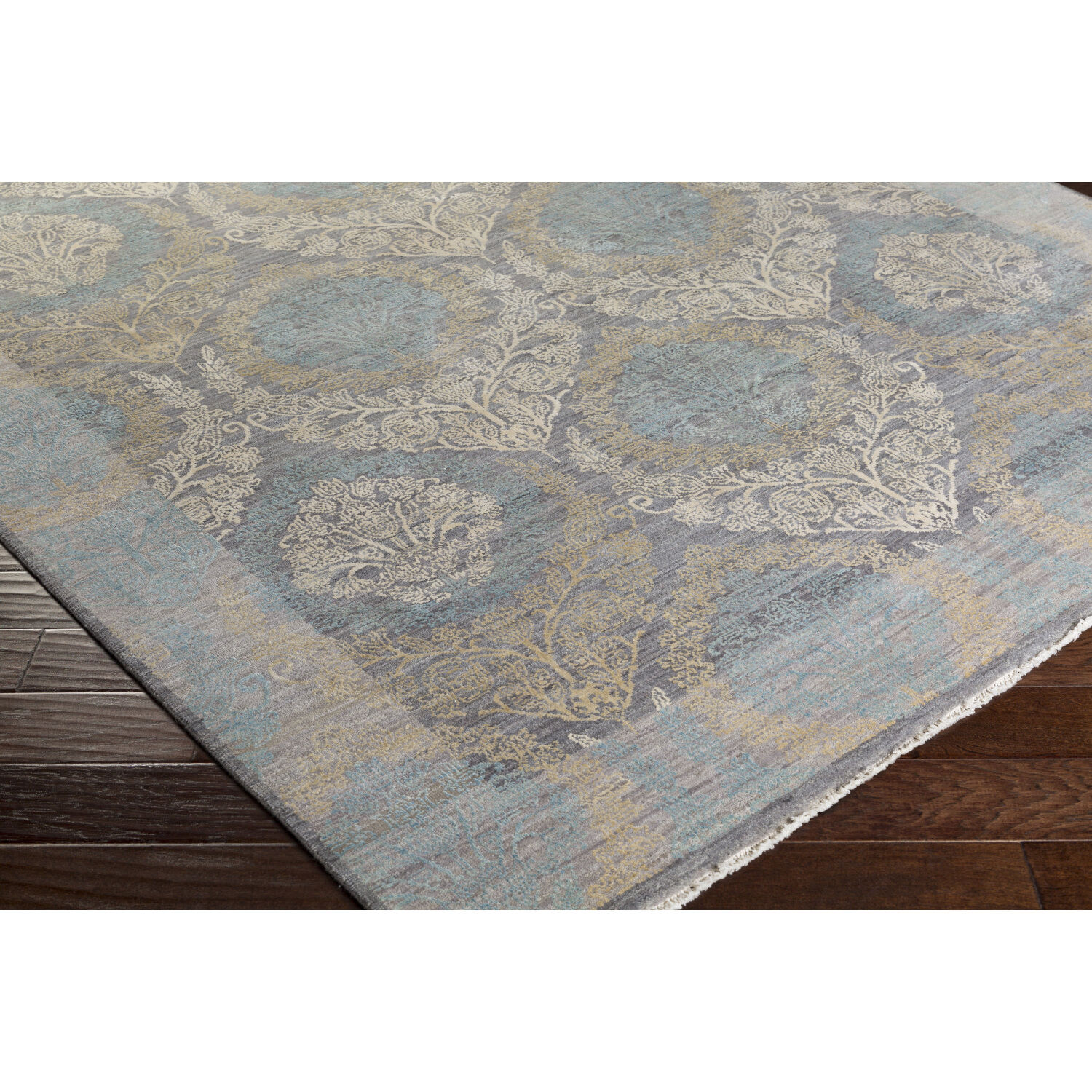 Soma 108 X 72 inch Charcoal / Light Olive / Light Beige Handmade Rug