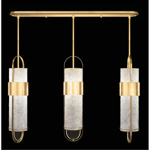 Bond LED 48 inch Gold Linear Pendant Ceiling Light in Diamond Blanket Studio Glass