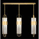 Bond LED 48 inch Gold Linear Pendant Ceiling Light in Diamond Blanket Studio Glass