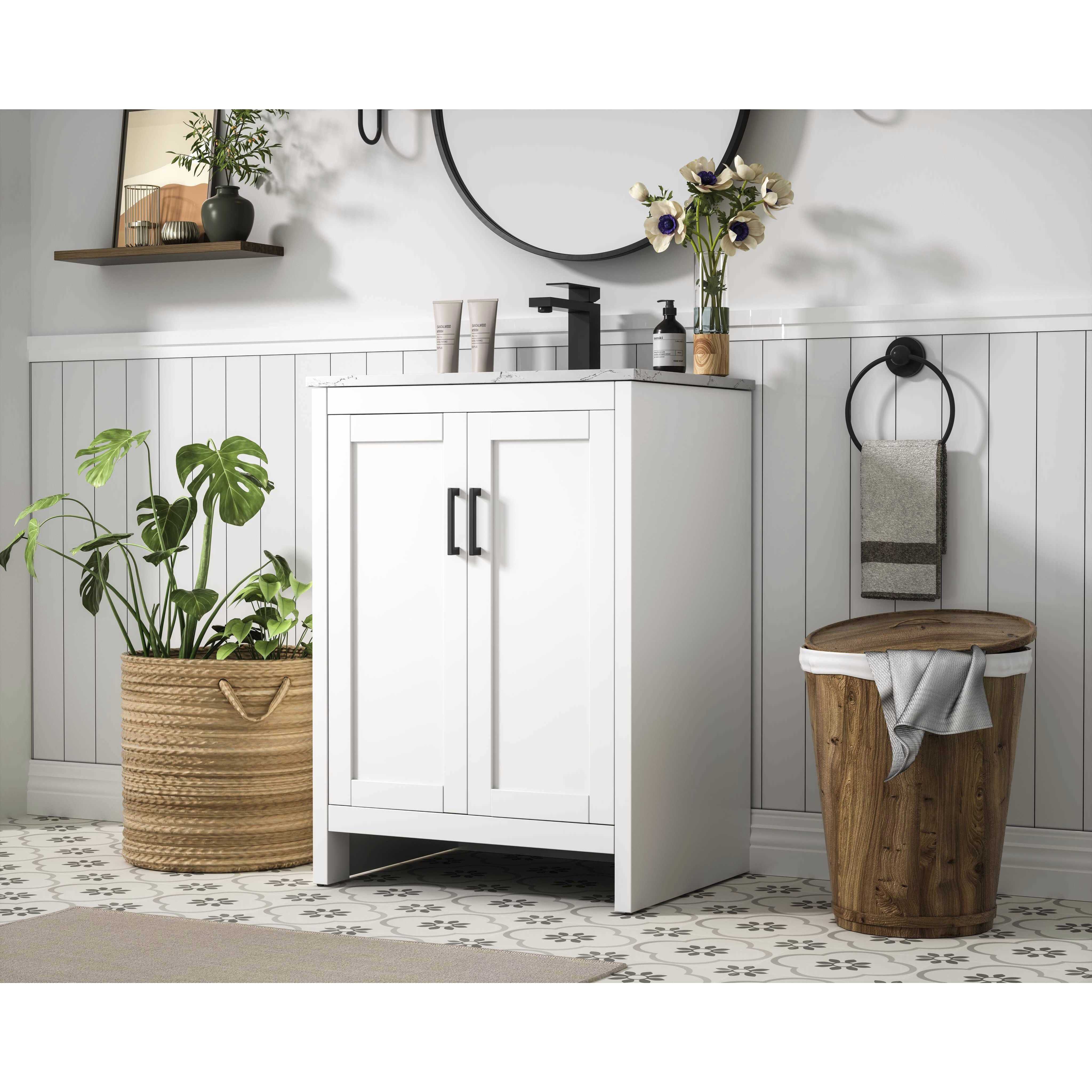 Finnley 24 X 34 inch White Bathroom Vanity Cabinet