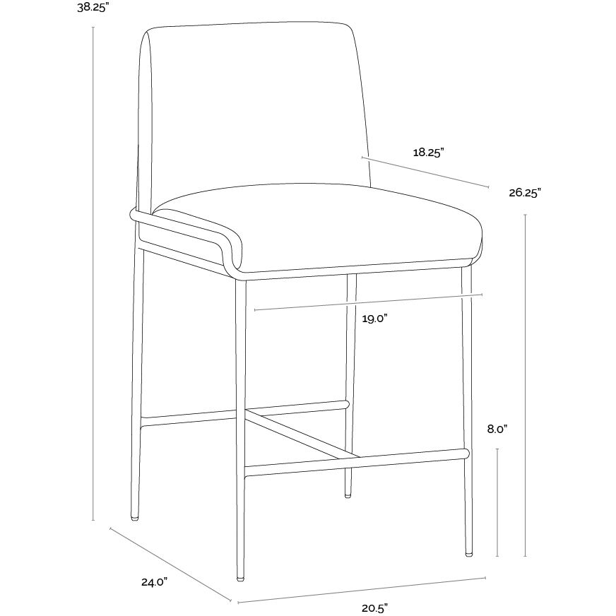 Lathan 38.25 inch Tan Leather Counter Stool