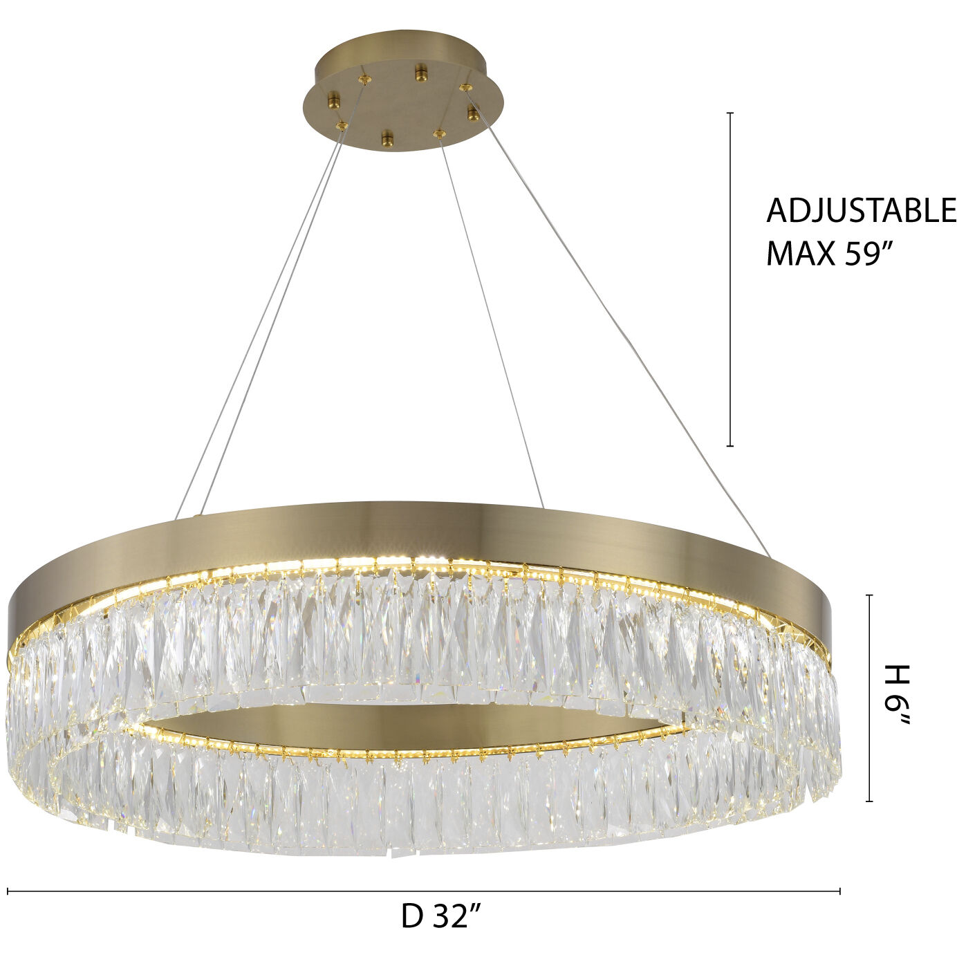Canada LED 32 inch Gold Chandelier Ceiling Light