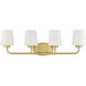 Capra 4 Light 31 inch Warm Brass Bathroom Vanity Light Wall Light, Essentials