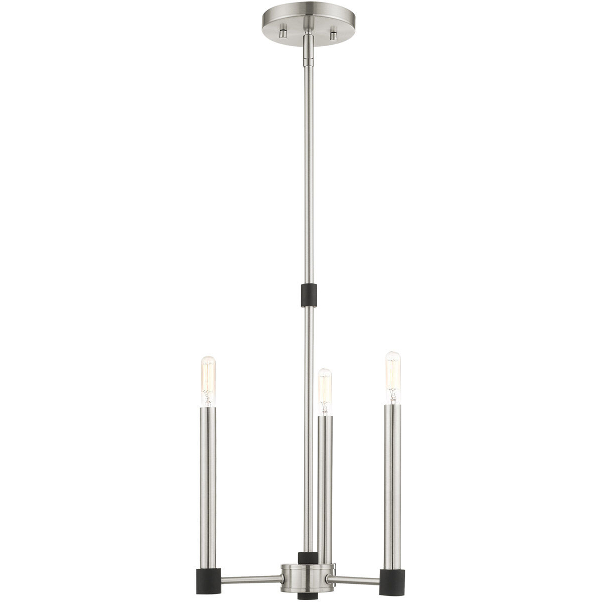 Karlstad 3 Light 12 inch Brushed Nickel with Satin Brass Accents Chandelier Ceiling Light