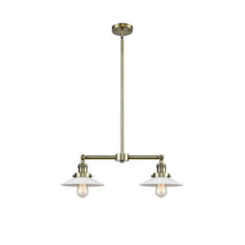 Franklin Restoration Halophane LED 21 inch Antique Brass Chandelier Ceiling Light in Matte White Halophane Glass, Franklin Restoration