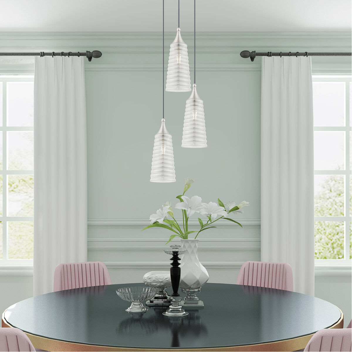 Art Glass 1 Light 6 inch Brushed Nickel Mini Pendant Ceiling Light