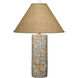 Serene 28.5 inch 100.00 watt Printed Blue and Natural Ceramic glaze Table Lamp Portable Light