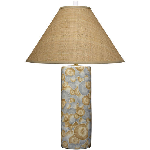 Serene 28.5 inch 100.00 watt Printed Blue and Natural Ceramic glaze Table Lamp Portable Light