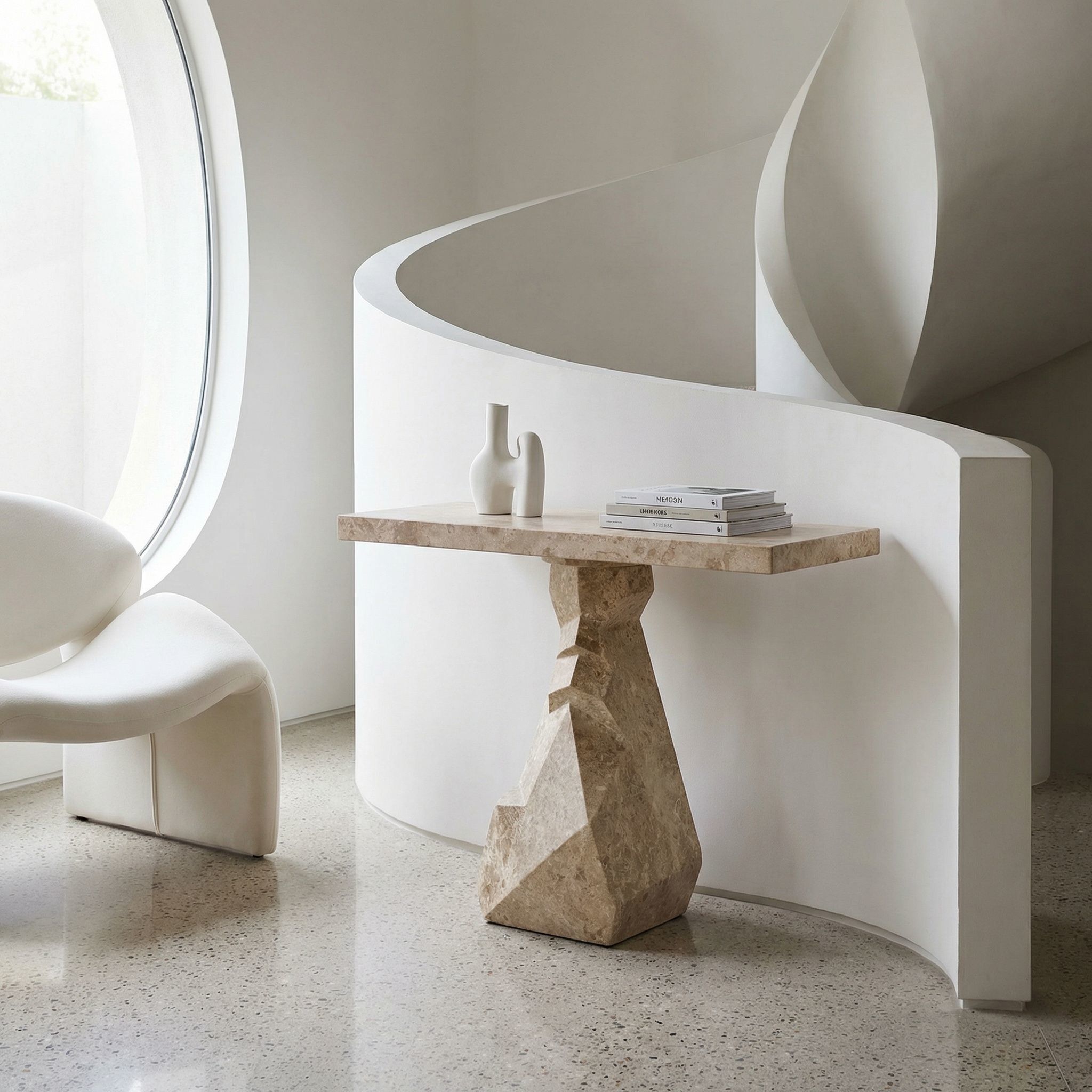 Tilden 42 X 18 inch White Marble Console