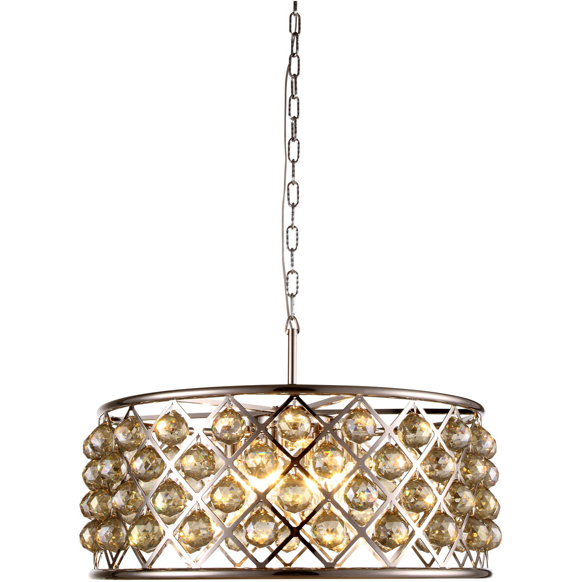 Madison 6 Light 25 inch Polished Nickel Pendant Ceiling Light in Golden Teak, Urban Classic