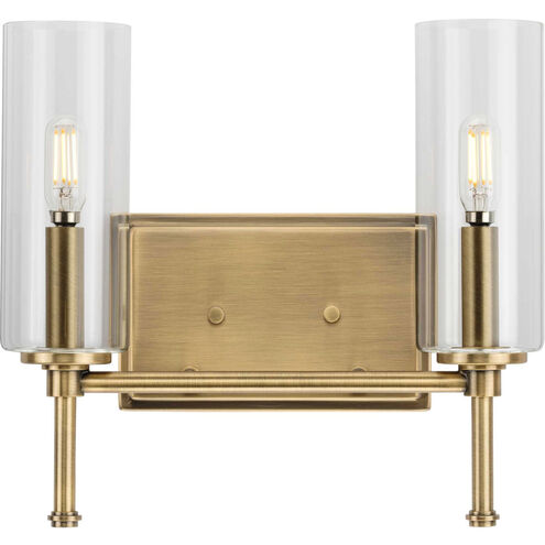 Elara 2 Light 13 inch Vintage Brass Bath Vanity Wall Light