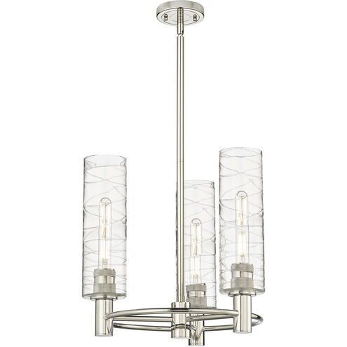 Crown Point 3 Light 18 inch Polished Nickel Pendant Ceiling Light in Deco Swirl Glass