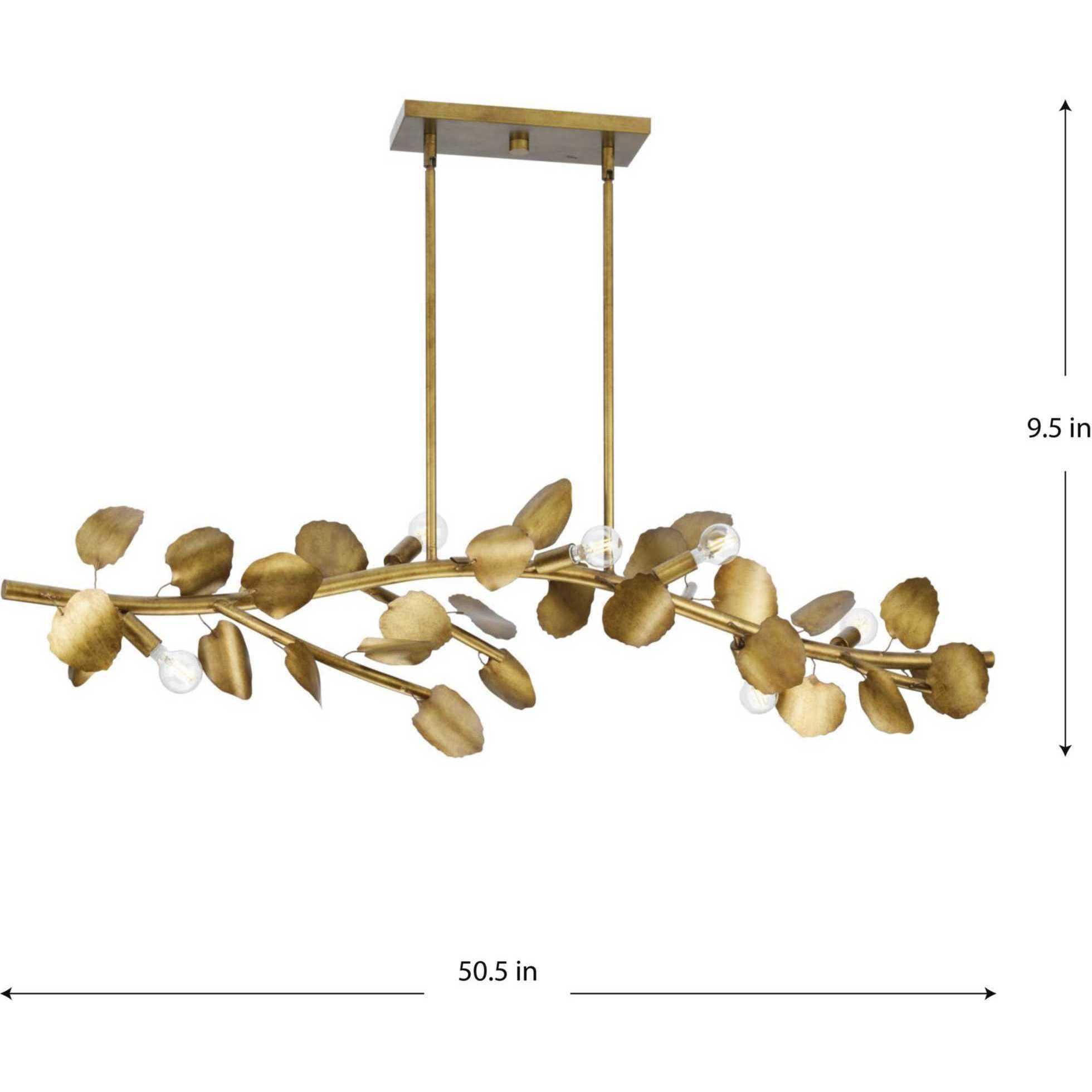 Laurel 7 Light 50.5 inch Gold Ombre Linear Chandelier Ceiling Light, Design Series