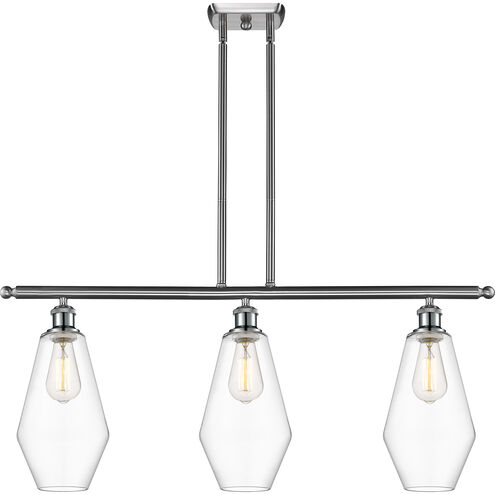 Ballston Cindyrella 3 Light 36 inch Brushed Satin Nickel Island Light Ceiling Light in Incandescent, Clear Glass